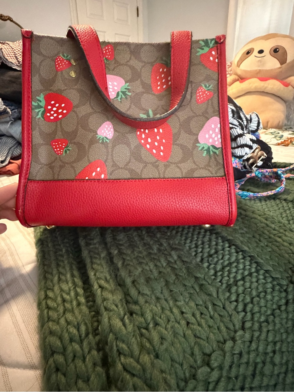 Coach Strawberry Signature Tote in Brown and Red - Picture 5 of 5